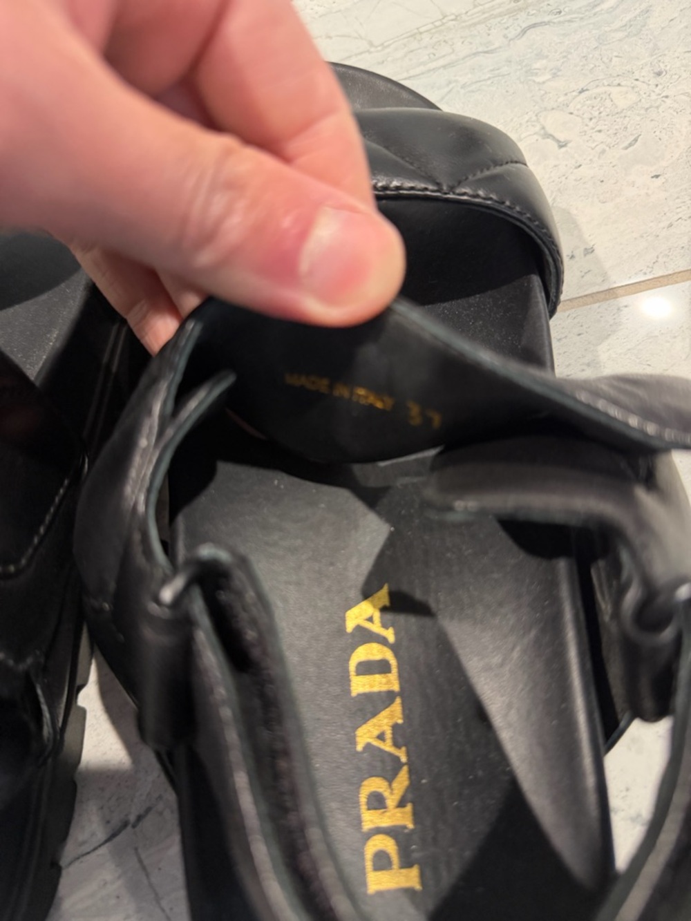 Prada Black Quilted-Strap Leather Sport Sandals - Picture 4 of 6